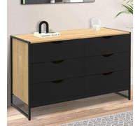 Commode 6 tiroirs noirs boston 115 cm design industriel