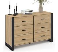 Commode 6 tiroirs ONYX 115 cm bois et noir Bois G