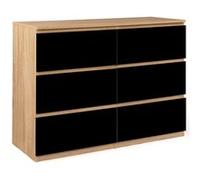 IDMarket Commode TOMI 6 tiroirs 110 cm bois façon hêtre et noir