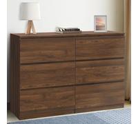 IDMarket - Commode TOMI 6 tiroirs 110 cm effet noyer