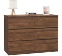 Commode 6 tiroirs TOMI 110 cm effet noyer Bois G
