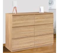IDMarket Commode TOMI 6 tiroirs 110 cm bois façon hêtre
