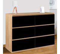 Commode 6 tiroirs TOMI bois façon hêtre et noir