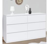 Commode 6 tiroirs TOMI XXL 140 cm bois blanc
