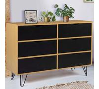 IDMarket - Commode 6 tiroirs Vintage Noemi 110 cm Bois Pied épingle