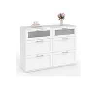 Commode 6 tiroirs VITO 110 cm bois blanc et effet givré