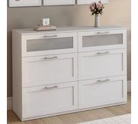 Commode 6 tiroirs VITO 110 cm bois blanc et effet givré