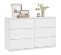 Commode 6 tiroirs - WOLTU - 120x40x75 cm - Poignée dissimulée - Design minimaliste - Façade lisse - Blanc