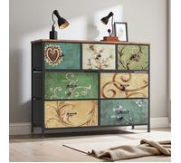 Commode 7 Tiroirs - Cadre Métallique - Dessus Bois d'Ingénierie - Pieds Réglables - Design Contemporain