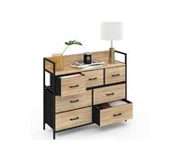 Commode 7 tiroirs en tissu UTAH 100 cm meuble de rangement design industriel