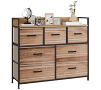 Commode 7 tiroirs HOMCOM meuble de rangement tiroir en tissu pliant structure acier noir - 98 x 29 x 85 cm