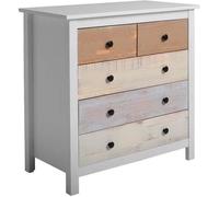 VentaStock Commode Betty – 79 x 40 x 80 cm – 5 tiroirs blanc et multicouleurs