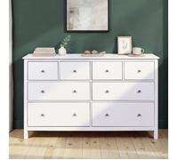 Commode 8 tiroirs 160x39,5x96 cm en pin blanc - CHILOM