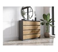 Commode 8 Tiroirs : Anthracite / Chêne Lancelot, 120 x 101 x 39 cm