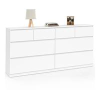 Commode 8 tiroirs TOMI 160 cm bois blanc