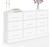 Commode 9 tiroirs en tissu UPPAH 113 cm meuble de rangement bois blanc