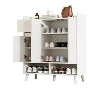 Commode 90/35/99 cm blanche en panneaux de particules avec rangements modulables