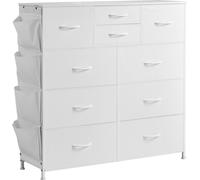 Commode à 10 tiroirs Tiroirs de rangement en tissu Bacs en tissu et structure en acier Blanc