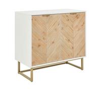 Commode à 2 portes effet bois clair et blanc ALASKA