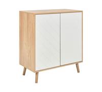Commode à 2 portes effet bois clair et blanc BRISTOW
