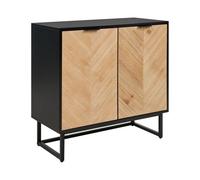 Commode à 2 portes effet bois clair et noir ALASKA