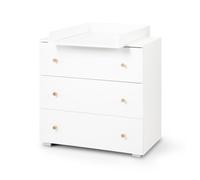 KAROLINA Commode bébé avec plan à langer amovible et 3 tiroirs Blanc / Pin