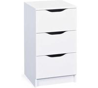 Commode à 3 tiroirs - Meuble d'appoint - Buffet - Revêtement mélaminé - Blanc - Tiroirs avec poignées - Westphalen 3