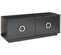 Commode à 4 Portes Noire en MDF et Métal Finition Peinte pour Salon Chambre Oxna