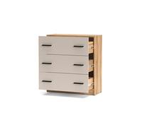 Commode à 4 tiroirs coloris Beige/chêne Mauvella - Longueur 80 x Hauteur 81 x Profondeur 34,5 cm - -