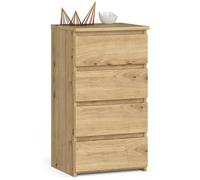 Commode à 4 tiroirs - Dimensions 40x35x74cm - Petite commode de chambre - Meuble d'appoint - Chêne