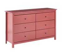 Commode à 6 tiroirs BARCALDINE Bois de pin Rouge Bordeaux