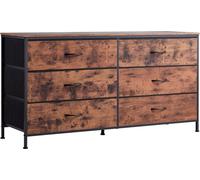 Commode à 6 tiroirs, commode de placard, meuble TV avec structure en acier, brun rustique