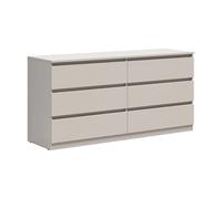 Commode à 6 tiroirs meuble de rangement coloris Beige