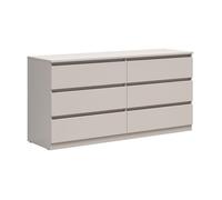 Commode à 6 tiroirs meuble de rangement coloris Beige - Longueur 150 x Profondeur 45 x Hauteur 75,5 cm
