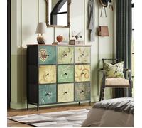 Commode à 9 Tiroirs, Commode Vintage Casier de rangement Armoire de Rangement Commode en Bois Buffet Salon Meuble TV Garde-robe