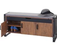 Commode à chaussures avec siège HWC-A27, commode banc avec coussins, 53x110x30cm structure 3D métal ~ aspect chêne sauvage