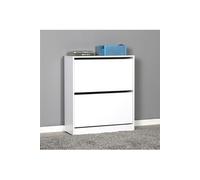 Commode a chaussures de 2 abattants coloris Blanc - longueur 73 x profondeur 26 x hauteur 84 cm --