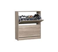 Commode a chaussures de 2 abattants coloris Chene Cambrian - longueur 73 x profondeur 26 x hauteur 84 cm --