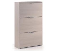 Commode à chaussures en bois de 3 portes coloris chêne - Dim : 113 x 60 x 22 cm