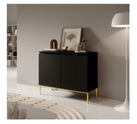 Commode à deux portes - BEMMI - 100 cm - noir avec pieds dorés