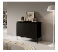 Commode à deux portes - BEMMI - 100 cm - noir avec pieds noirs