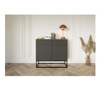 Commode à deux portes - VELDIO - 100 cm noir avec pieds noirs