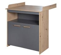 Commode À Langer 2 Portes 1 Niche Anna Anthracite - Chêne Kent TU