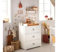 BABY PRICE Table à langer 3 tiroirs - Boutons étoile gris - New Basic