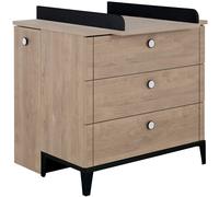 Commode à langer 3 tiroirs en chêne blond noir Marcel