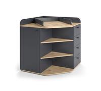 Commode à langer Aria, 85x90cm avec étagères et 4 tiroirs, Anthracite, Vicco 59340