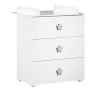 Baby Price Table à langer New Basic – 3 tiroirs – Boutons étoile gris
