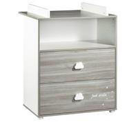Baby Price – Commode à langer Smile – 2 tiroirs, 1 niche, plan à langer inclus – Chêne Silex