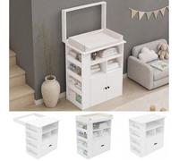 Commode à langer bébé 2-en-1 avec rangement barrière amovible MDF blanc 82 x 50 x 100 cm