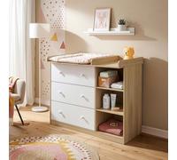 Commode à langer « Beldinupp » avec matelas à langer amovible 93 x 110 x 55 cm aspect chêne / blanc